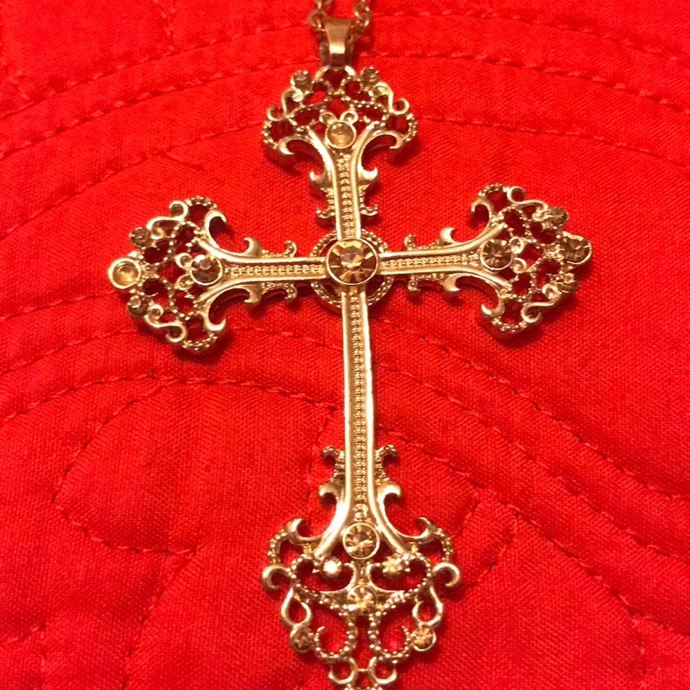 Gold sequined Cross Pendant